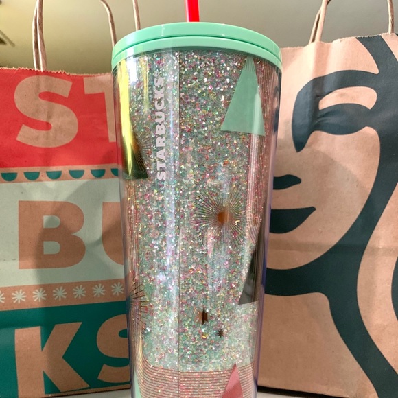 Starbucks Christmas - Green Glitter Xmas Trees - Picture 1 of 1